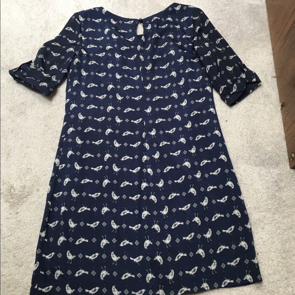 Lily Rose navy blue birds shift dress size  xsmall - Picture 5 of 8